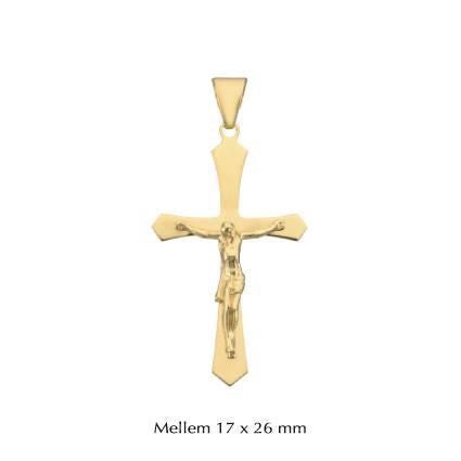 BNH korsvedhæng med Jesus i 8 eller 14 kt guld Medium