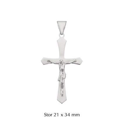 BNH korsvedhæng med Jesus i rhodineret sølv Large (21 x 34 mm)