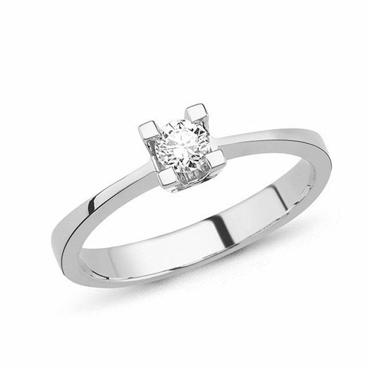Nuran STAR ring i 14 kt hvidguld med 0,03 ct diamant i 4 grebs fatning.