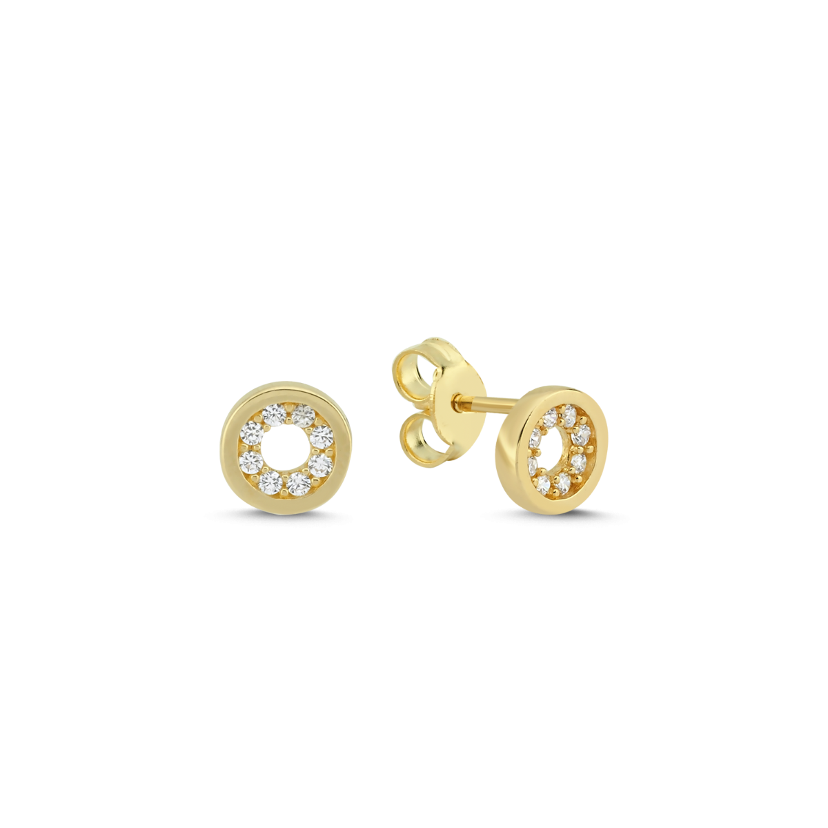 Melfia Cirkeløreringe i 14 karat guld med 6 mm zirkonia fra Melfia.