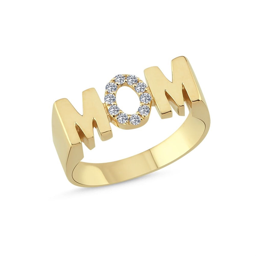 MOM diamantring i 14 karat guld med 0,05 ct diamanter fra Nuran