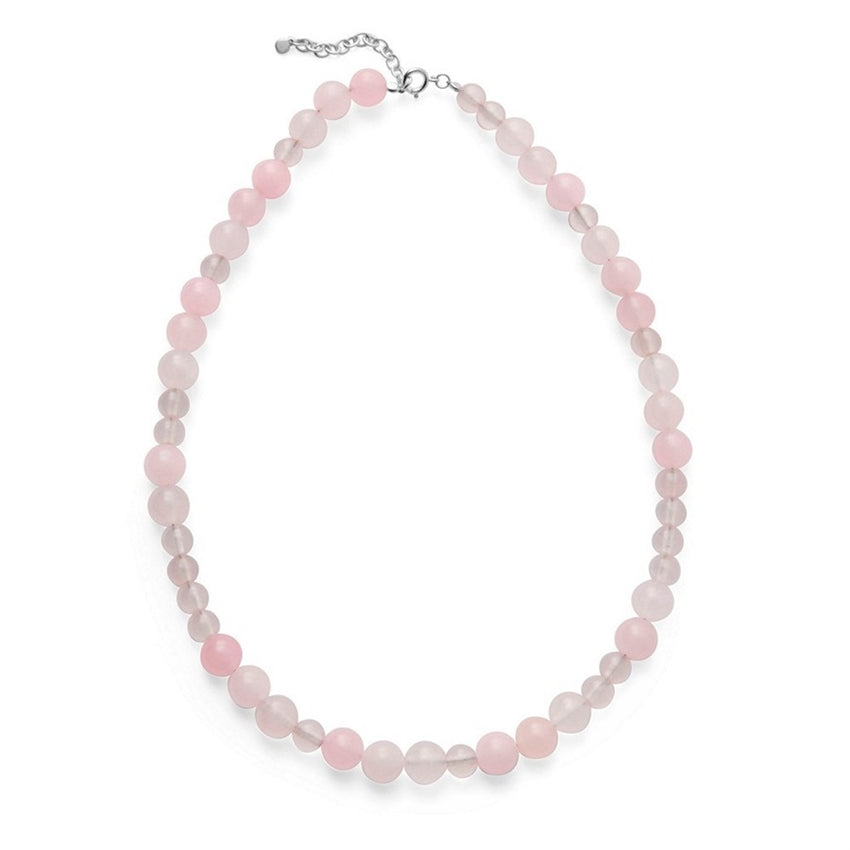 Pernille Corydon blush halskæde i sølv med naturlige runde rosenkvartssten fra kollektionen Can I call you Rose? – 38–42 cm justerbar længde.