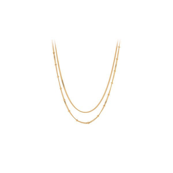 Galaxy halskæde i forgyldt sterlingsølv fra Pernille Corydon med to kæder i lag-på-lag design fra Ocean Scenes kollektionen.