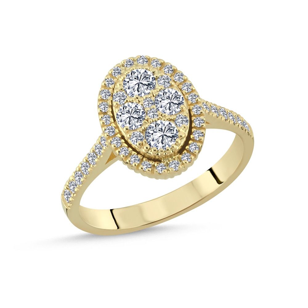 Nuran Posh ring i 14 karat guld med 0,81 ct diamanter i ovalt design fra Nuran.