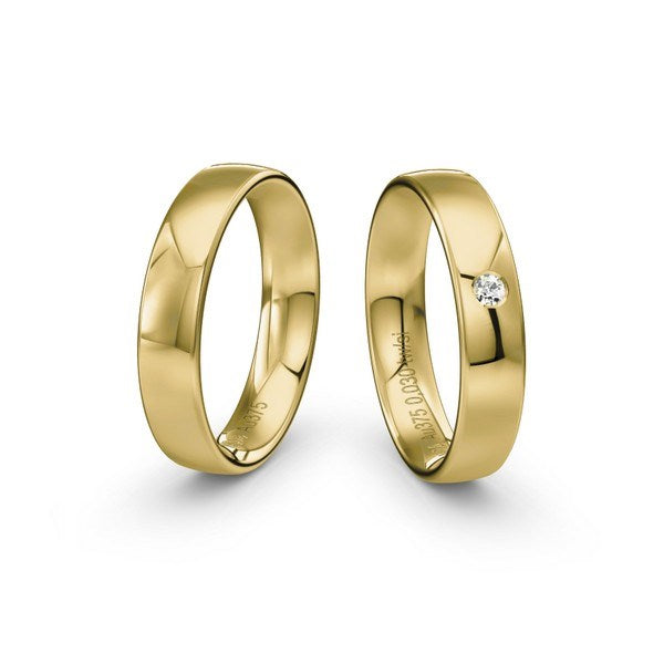 Romantiske Siersbøl vielsesringe i 9 eller 14 karat guld med 0,03 ct diamant