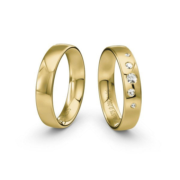 Romantisk Siersbøl vielsesringe i 9 eller 14 karat guld med 0,08 ct diamanter i stjernedrys-mønster fra Siersbøl Wedding.