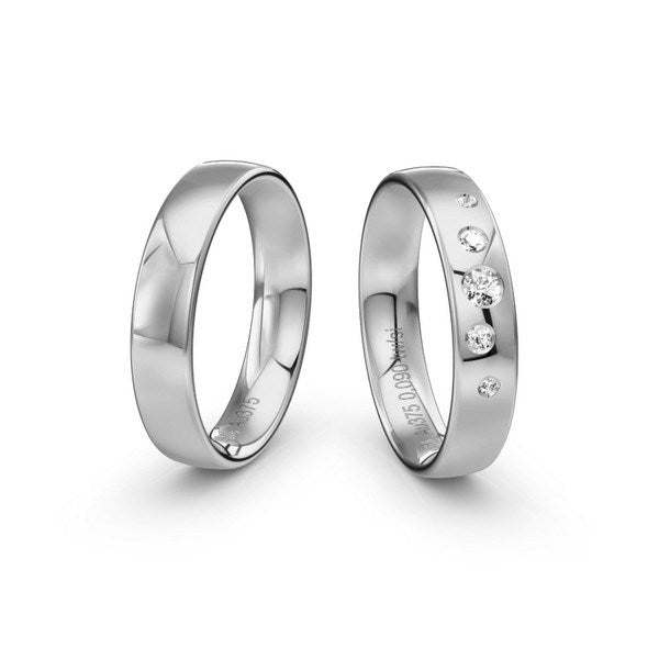 Romantisk Siersbøl vielsesringe i 14 karat hvidguld med 0,08 ct diamanter