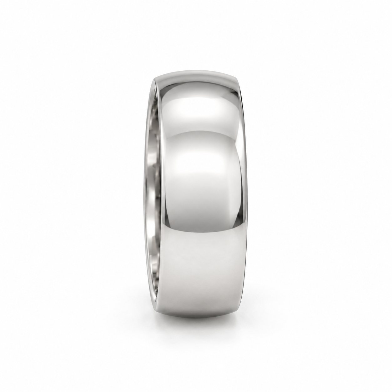 Rico's glat ring til mænd i rustfrit stål, 8 mm bred med spejlblank og afrundet profil.