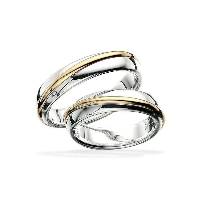 Unikke Scrouples vielsesringe i sølv med twistet 14 kt guldbånd, 5 mm