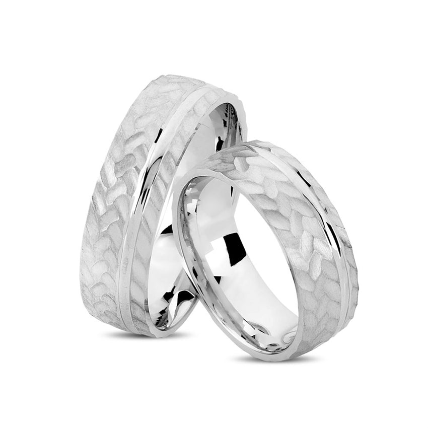 Eksklusiv Nuran vielsesringe i rhodineret sølv med sildebensmønster, 7 mm