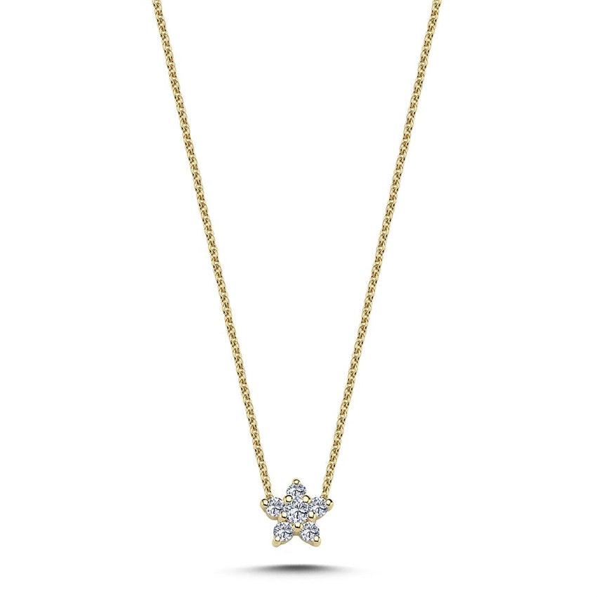 Stella vedhæng i 14 karat guld med 0,21 ct diamanter fra Nuran i stjerneform.