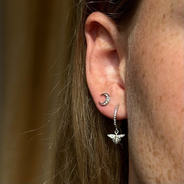 Bea creoler i forgyldt sølv med bi og zirkonia fra MerlePerle