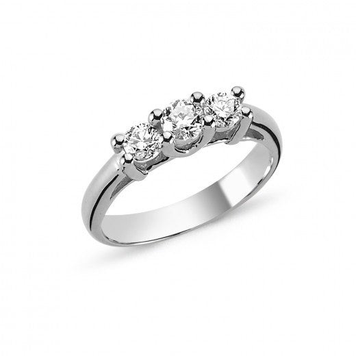 Flot Nuran Tria ring i 14 kt hvidguld med tre diamanter i Wesselton/si-kvalitet.
