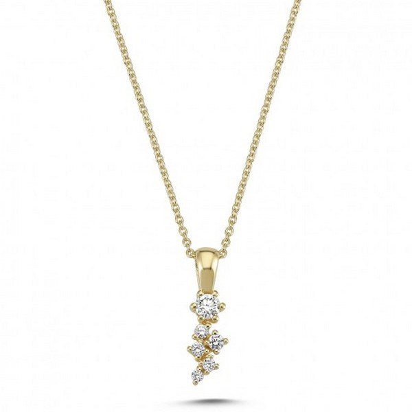 Nuran Twinkle vedhæng i 14 kt guld med 0,19 ct diamanter og kæde 42 cm – elegant og moderne smykke.