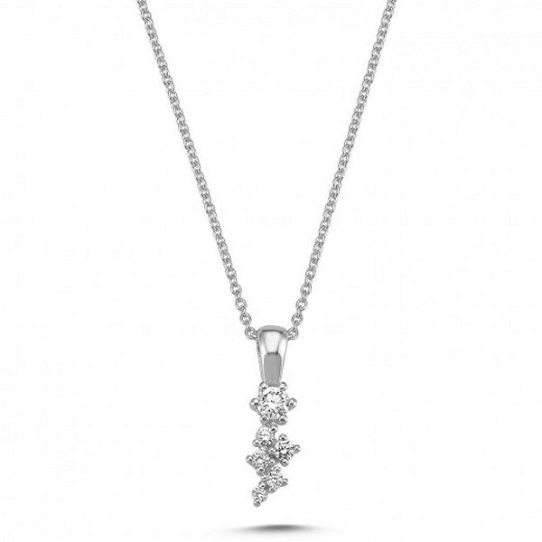 Nuran Twinkle diamantvedhæng i 14 kt hvidguld med 0,19 ct diamanter og kæde 42 cm