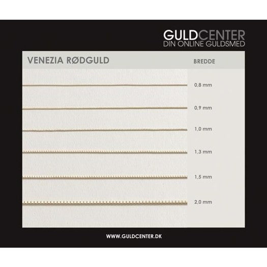 BNH Venezia halskæde i 14 karat guld 1,0 eller 1,3 eller 1,5 mm, 36–80 cm