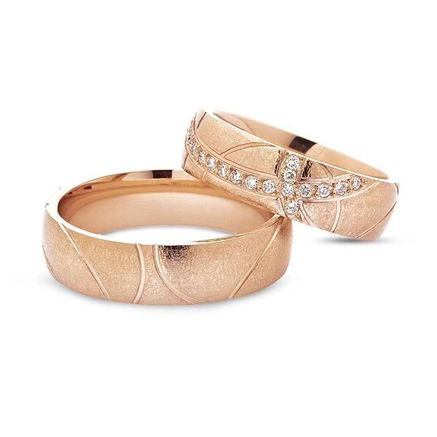 Unikke Nuran vielsesringe i 14 kt rosaguld med 0,19 ct diamanter