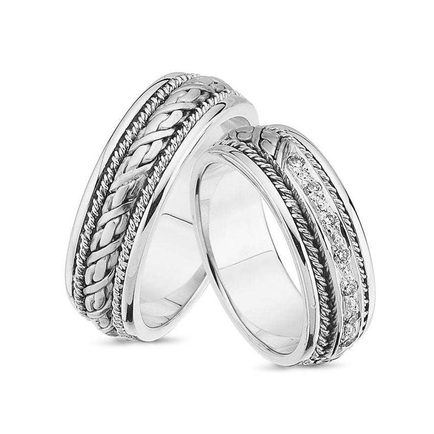 Unikke Nuran vielsesringe i 14 kt hvidguld med 0,14 ct diamanter