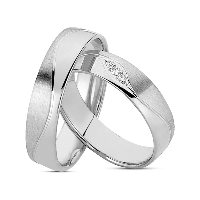 Unikke Nuran vielsesringe i 14 karat hvidguld med 0,04 ct diamanter