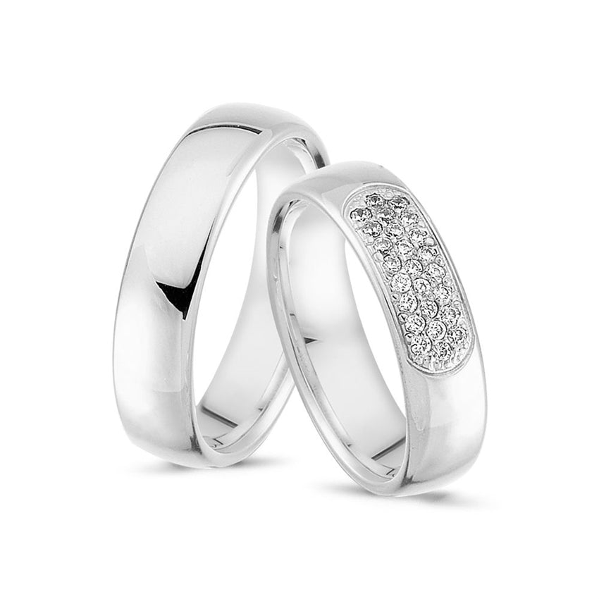 Unikke Nuran vielsesringe i 14 kt hvidguld med 0,25 ct diamanter