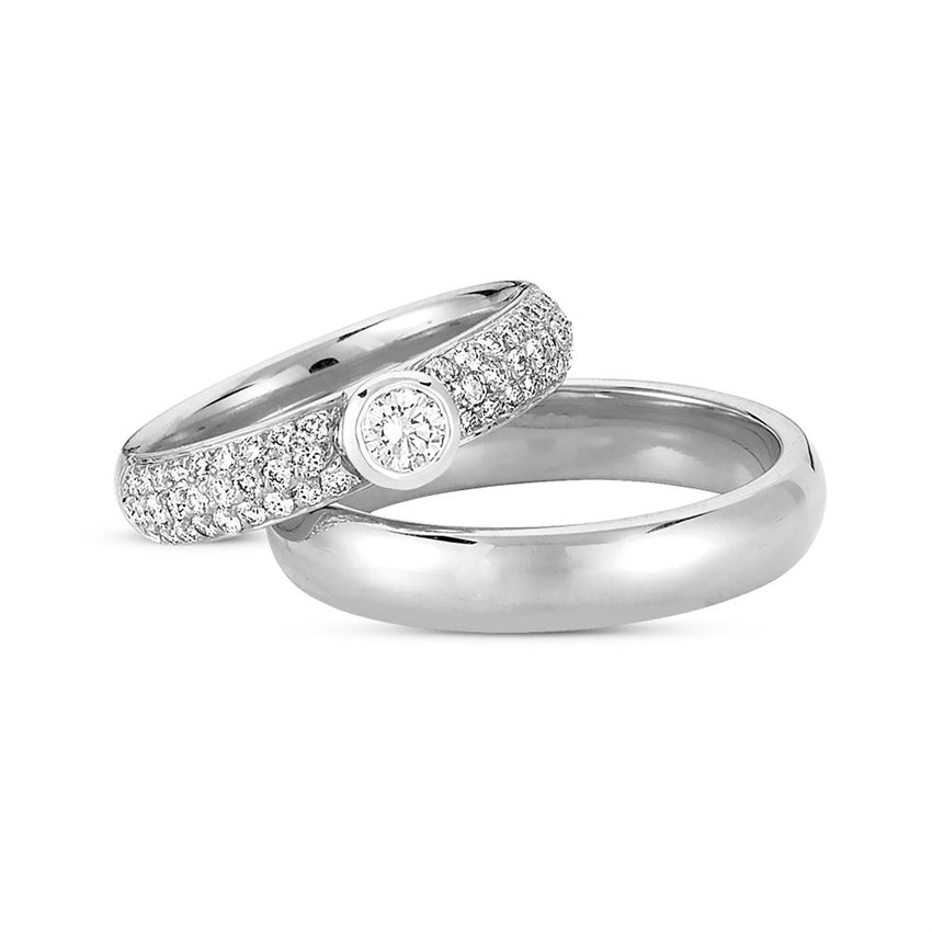 Tidløse Nuran vielsesringe i 14 kt hvidguld med 0,74 ct diamanter