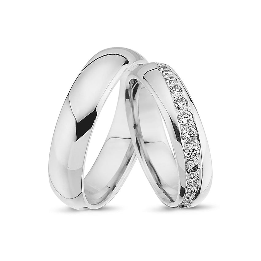 Nuran vielsesringe i 14 karat hvidguld med 0,27 ct diamanter