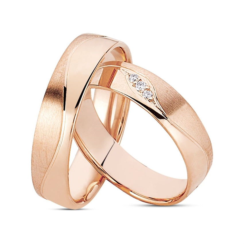 Romantiske Nuran vielsesringe i 14 karat rosaguld med 0,04 ct diamanter