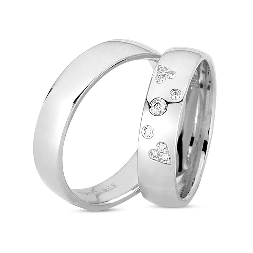 Eksklusive Nuran vielsesringe i 14 kt hvidguld med 9 x 0,10 ct diamanter