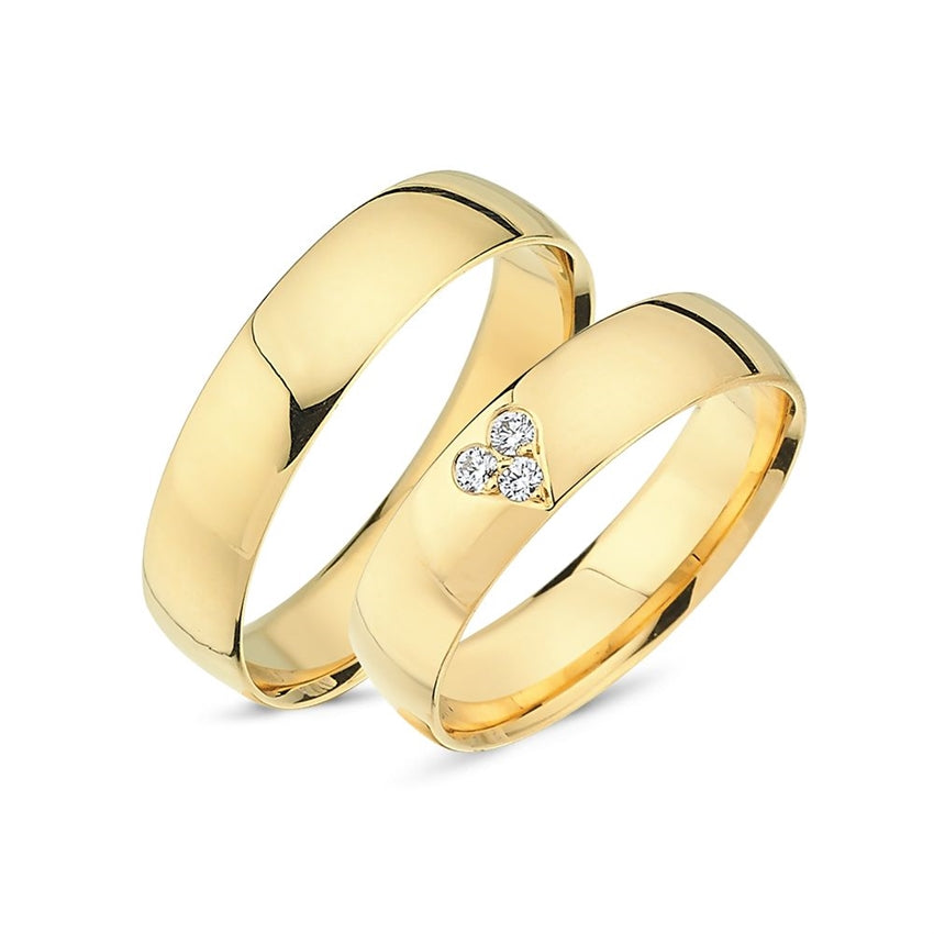 Romantiske Smykkecenter vielsesringe i 14 karat guld med 0,06 ct diamanter