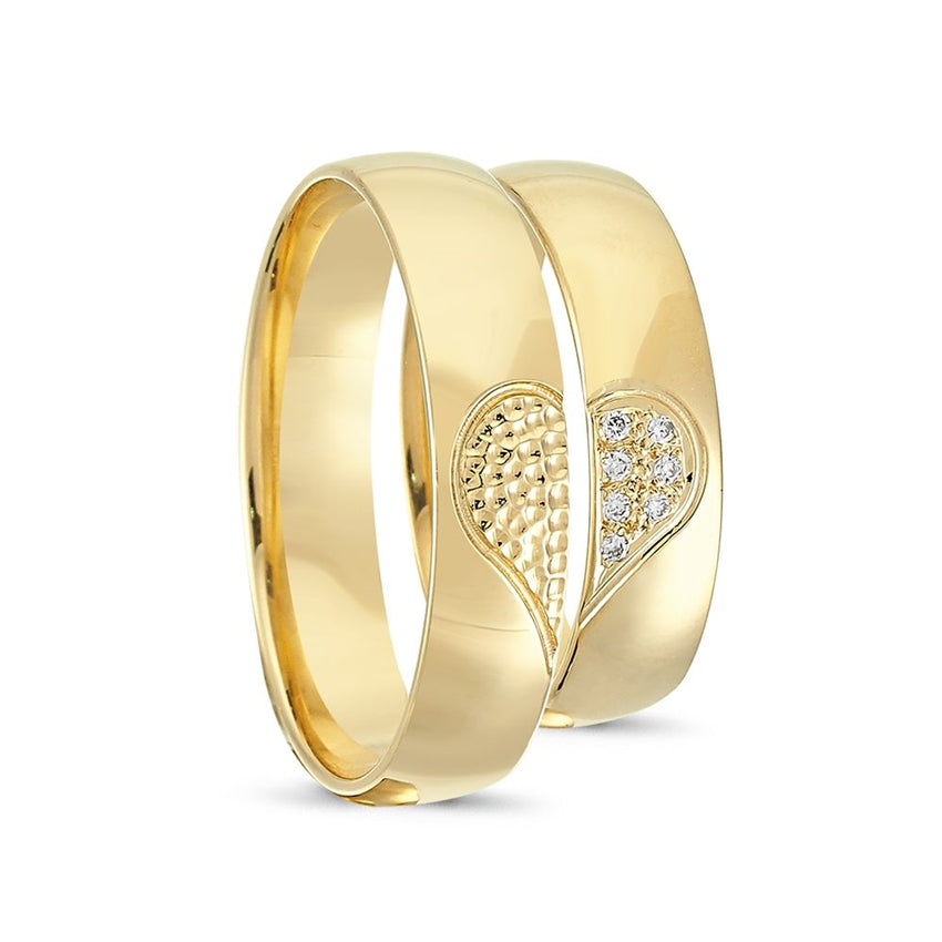 Unikke Nuran vielsesringe i 14 karat guld med 0,05 ct diamanter