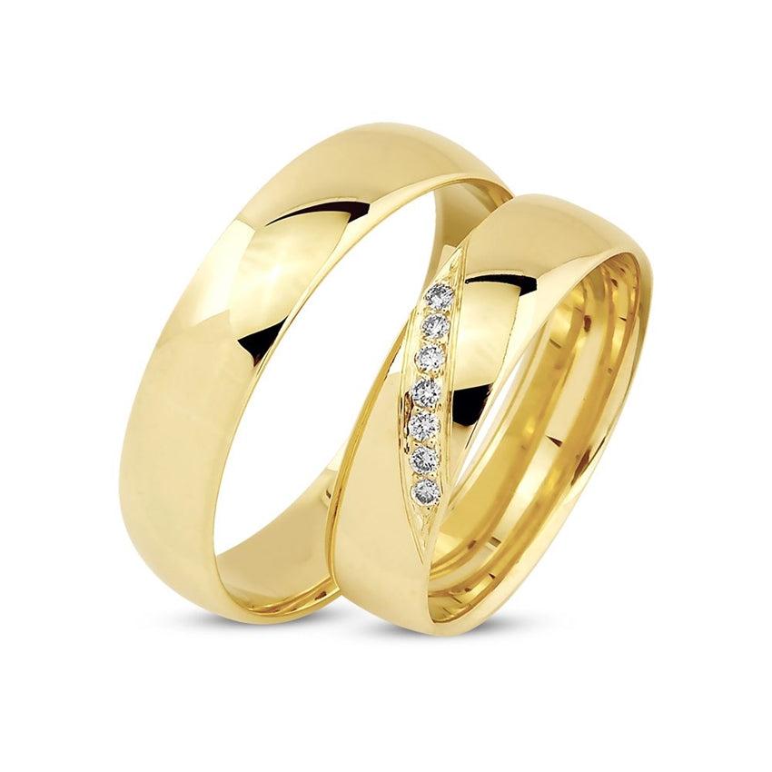 Unikke Nuran vielsesringe i 14 karat guld med 0,07 ct diamanter