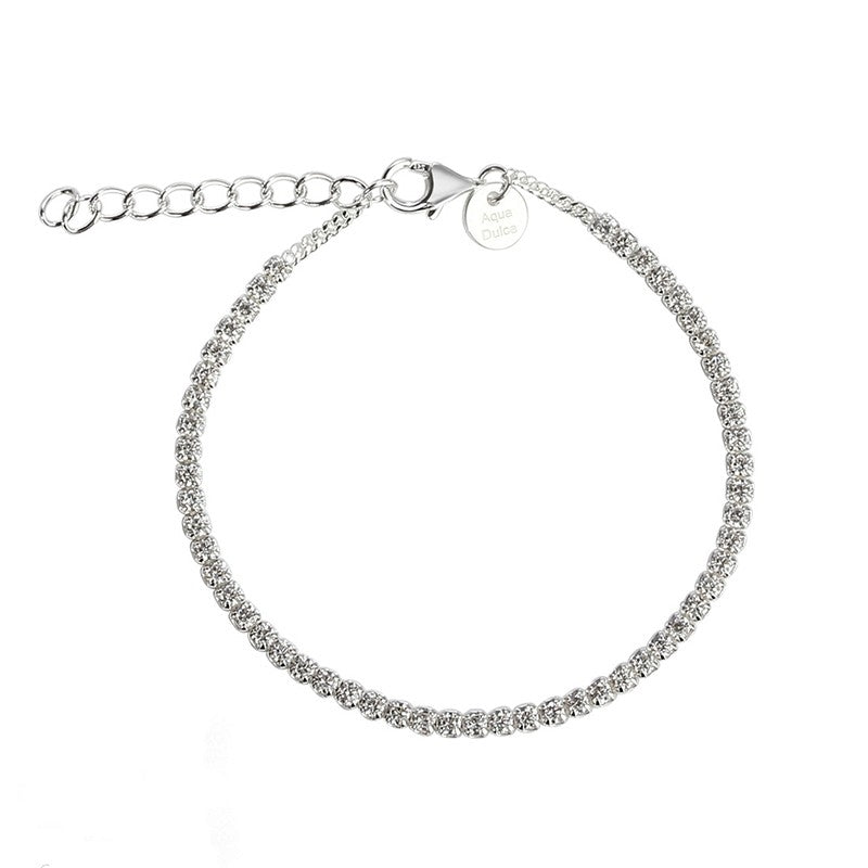 Dagny tennisarmbånd fra Aqua Dulce i 925 sterlingsølv med klare zirkonia, 17–20 cm justerbart.