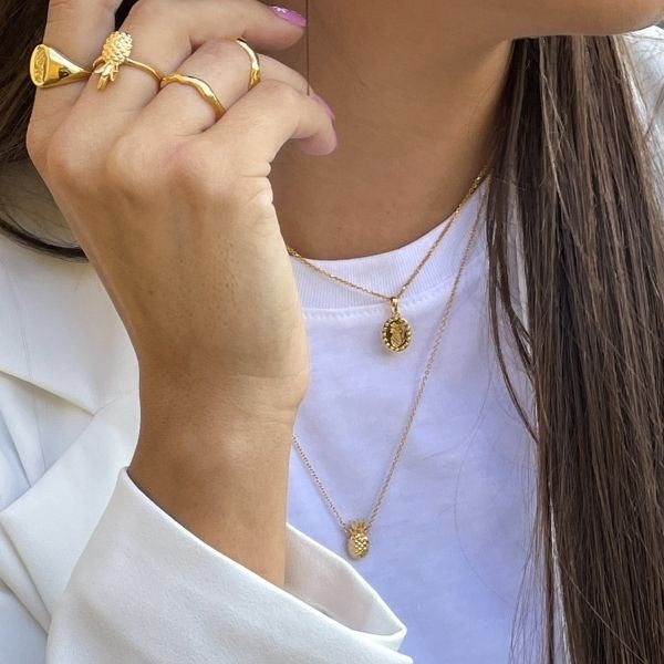 Ananas vedhæng med kæde i sølv fra Sistie (40–45 cm)